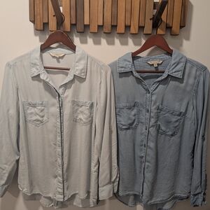 TWO Liverpool Los Angeles Chambray Button Up Shorts Size Medium